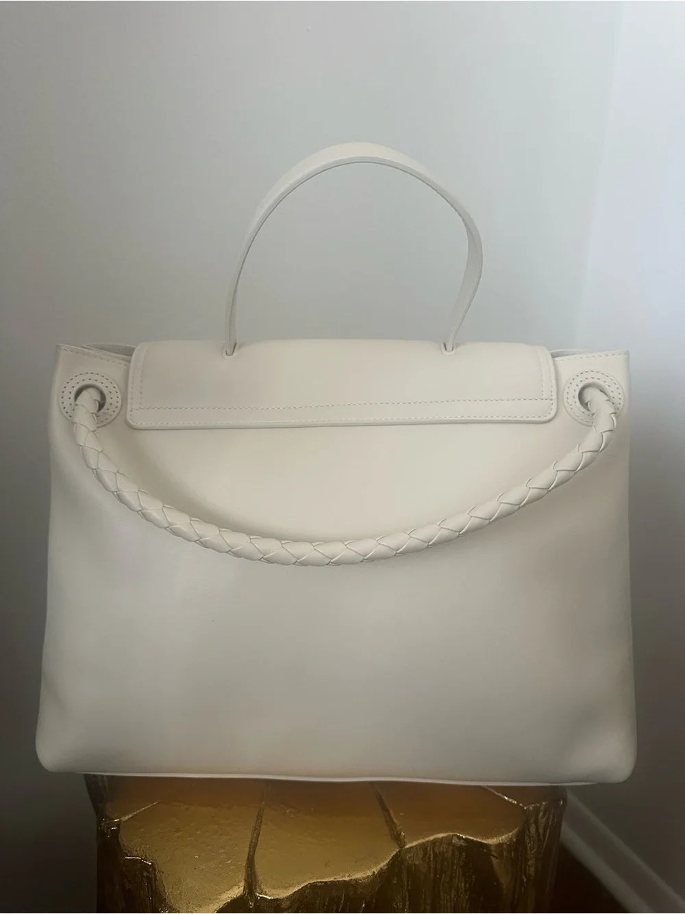 BOTTEGA VENETA Sea Salt Ciao Ciao Medium Leather Top-Handle Bag